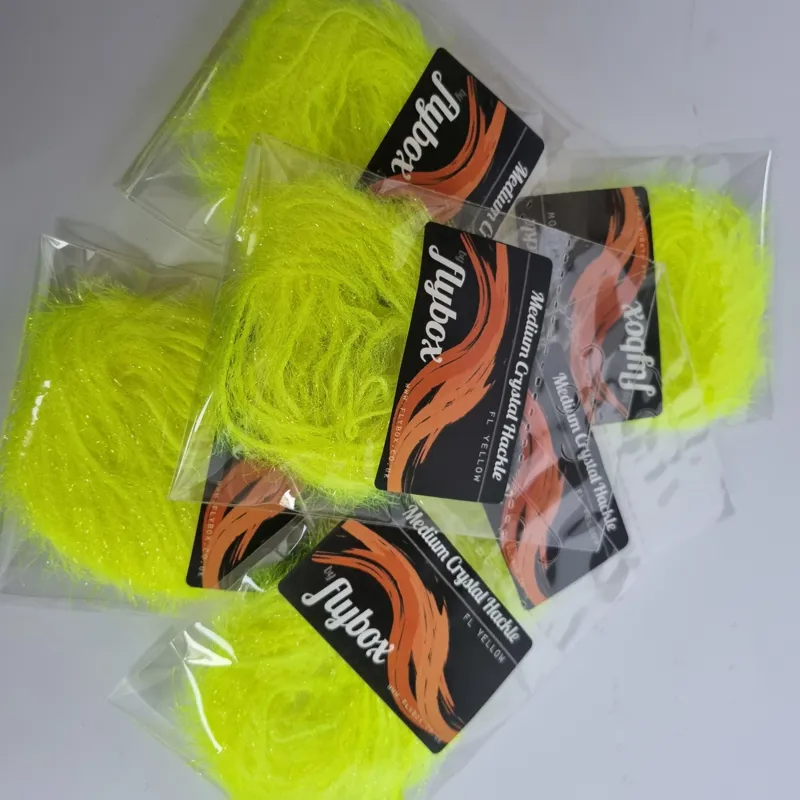 Flybox Medium Crystal Hackle in Fl.Yellow